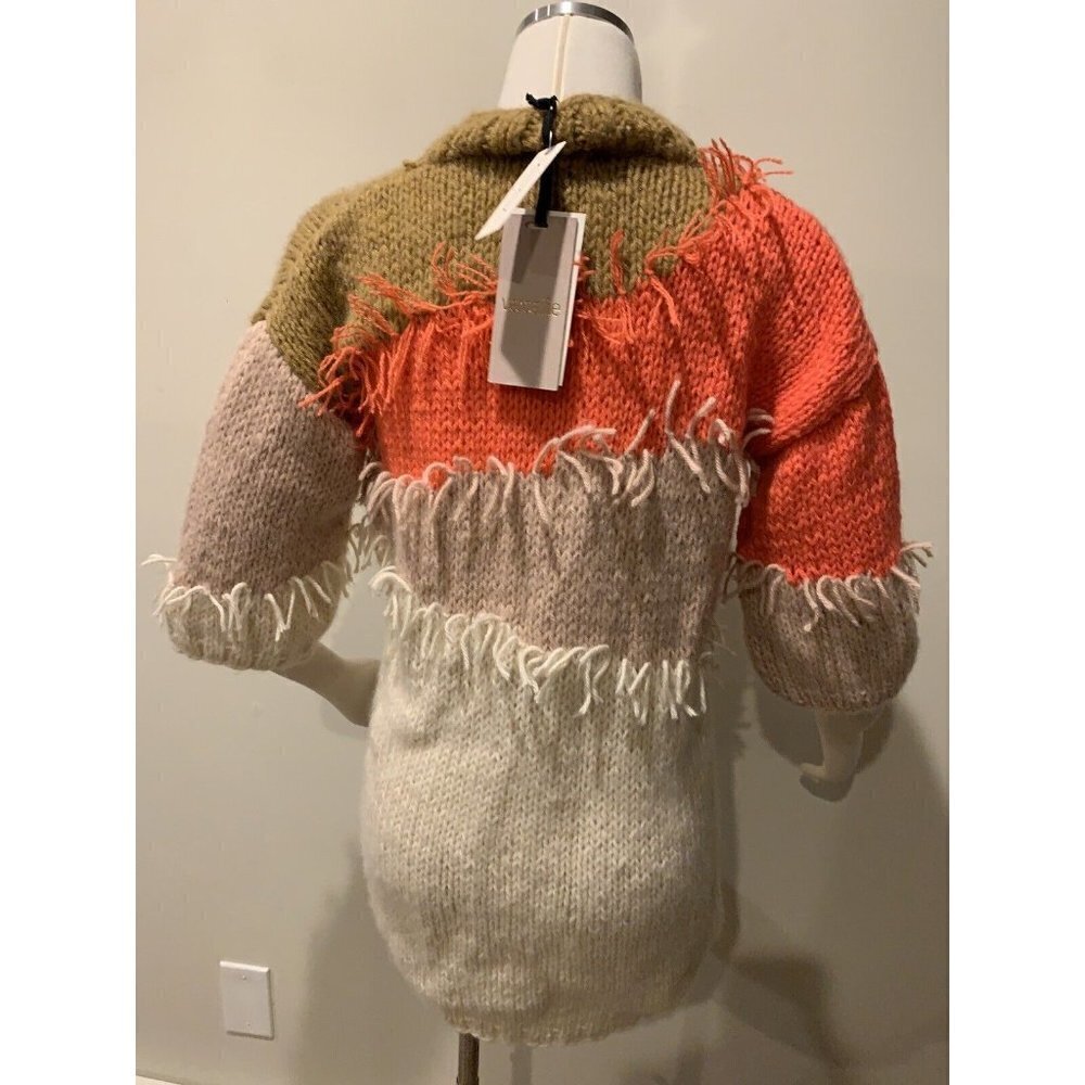 $298 Anthropologie Veroalfie Marlene Fringed Pullover Tunic Sweater Size S NWT - Picture 9 of 11